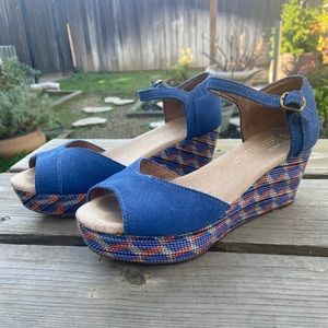 TOMS Blue Denim Wedges